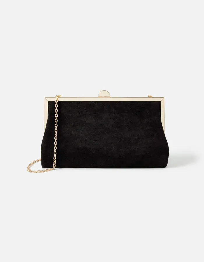 Accessorize Suedette Clipframe Clutch Bag Black Women Clutch Bags