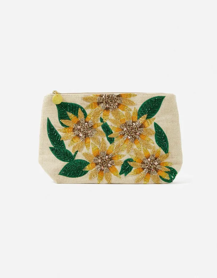 Accessorize Sunflower Large Embellished Wash Bag Women Travel Bags