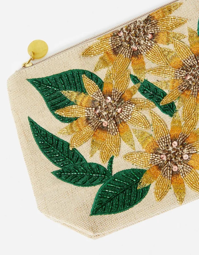 Accessorize Sunflower Large Embellished Wash Bag Women Travel Bags