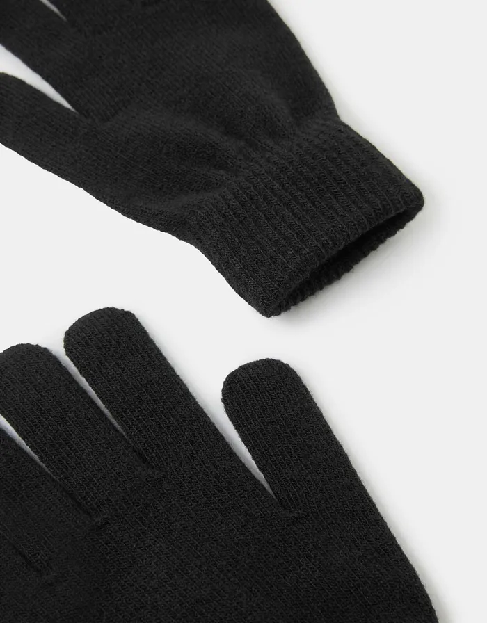 Accessorize SuperStretch Knit Gloves Black Women Gloves
