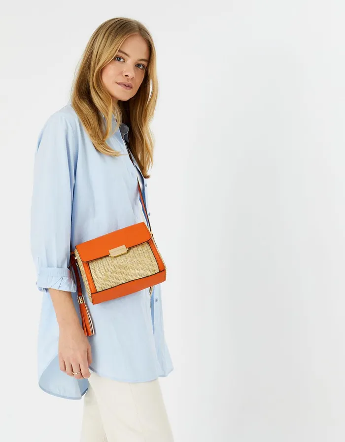 Accessorize Vanessa Raffia CrossBody Bag Orange Orange Women CrossBody Bags