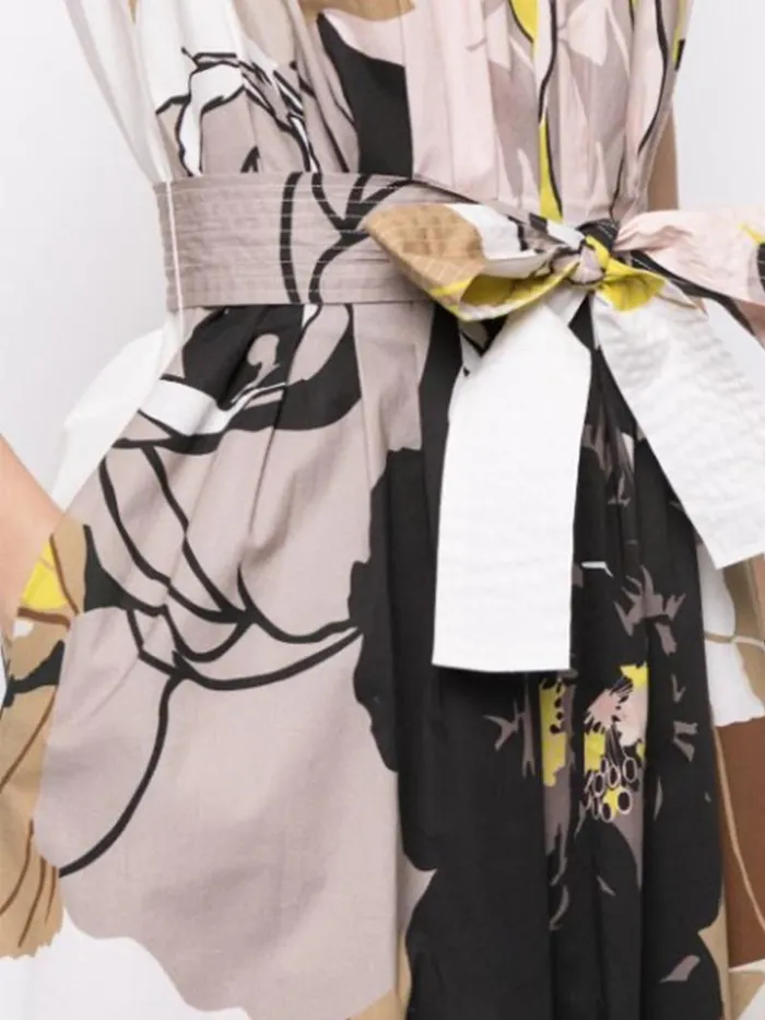 Adam Lippes Dresses and Jumpsuits Asymmetrical Dress In Printed Poplin Ivory Floral B 8211 Women