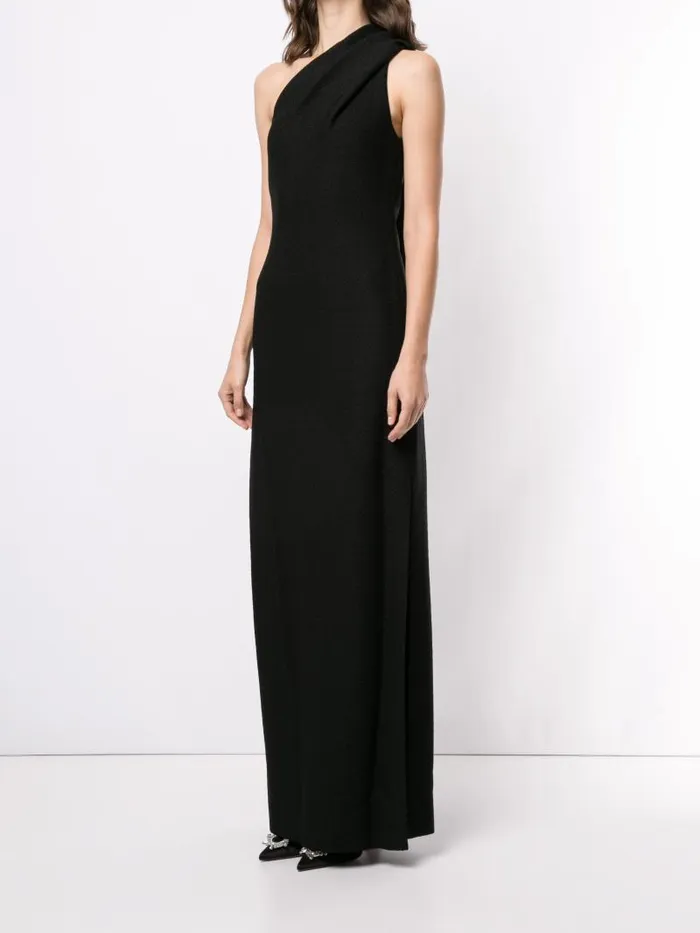 Adam Lippes Dresses and Jumpsuits One Shoulder Halter Neck Gown In French Boucle Black 8211 Women