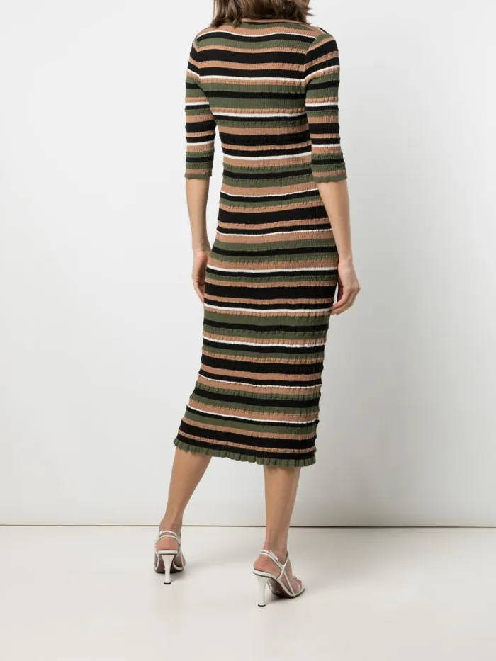 Adam Lippes Dresses and Jumpsuits Short Sleeve Polo Dress In Cotton Crepe Black Multi Stripe 8211 Women
