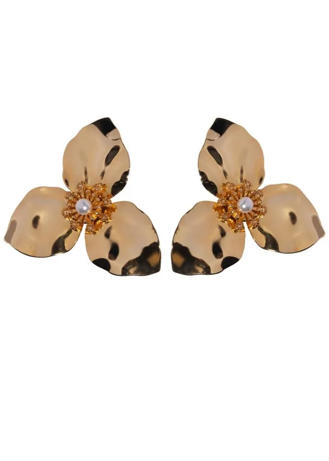 Adam Lippes Earrings Gold Trillium Earring With Pearls Gold 8211 Women