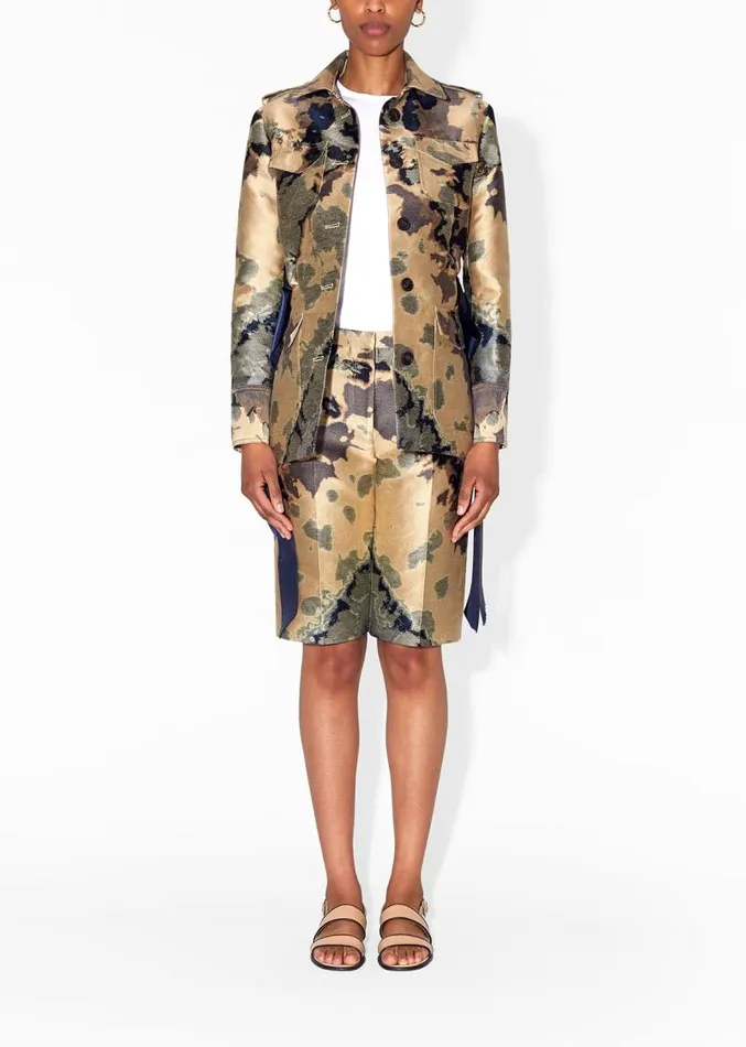 Adam Lippes Jackets and Coats Safari Jacket In Jacquard Gold Multi 8211 Women