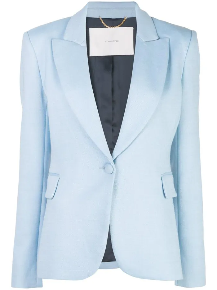 Adam Lippes Jackets and Coats Single Breasted Blazer In Double Face Wool Pale Blue 8211 Women