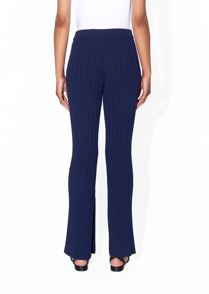 Adam Lippes Pants Knit Flare Pant In Cotton Crepe Navy 8211 Women