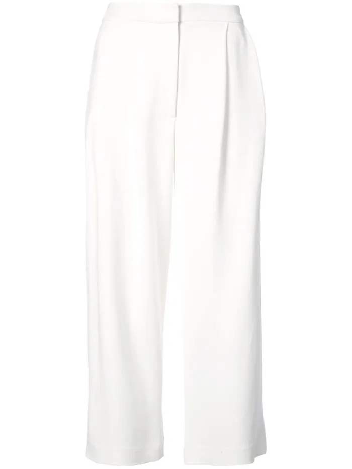Adam Lippes Pants Pleat Front Culotte In Stretch Cady Ivory 8211 Women