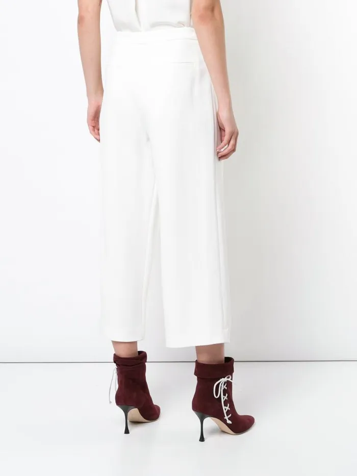 Adam Lippes Pants Pleat Front Culotte In Stretch Cady Ivory 8211 Women