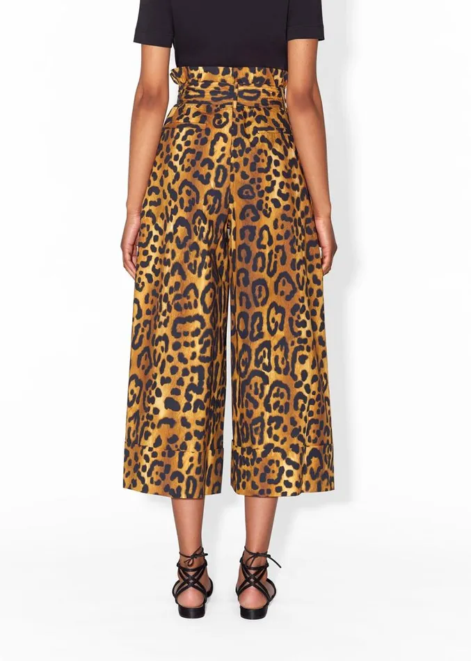 Adam Lippes Pants TieWaist WideLeg Culotte In Printed Poplin Jaguar 8211 Women