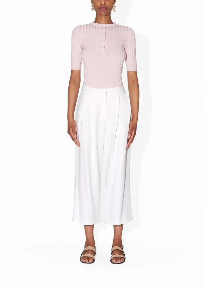 Adam Lippes Sweaters 34 Sleeve Henley In Silk Cashmere Blush 8211 Women