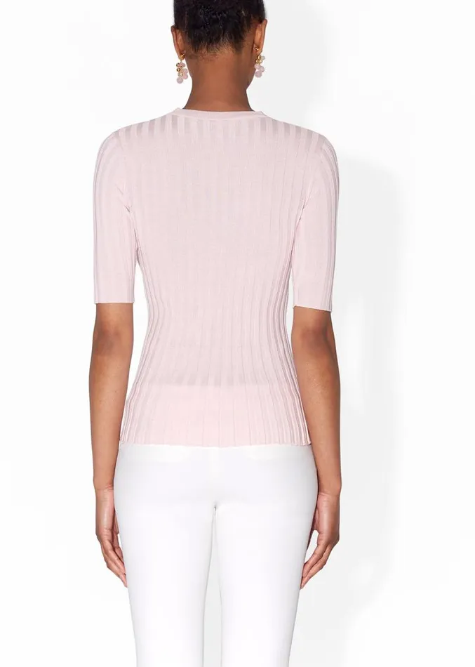 Adam Lippes Sweaters 34 Sleeve Henley In Silk Cashmere Blush 8211 Women