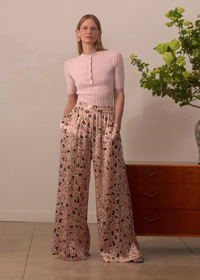 Adam Lippes Sweaters 34 Sleeve Henley In Silk Cashmere Blush 8211 Women