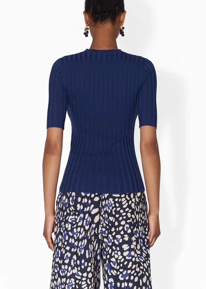 Adam Lippes Sweaters 34 Sleeve Henley In Silk Cashmere Navy 8211 Women