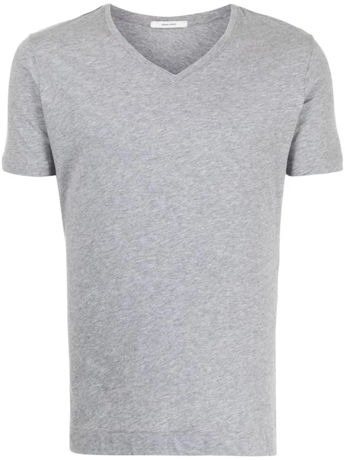 Adam Lippes TShirts Short Sleeve VNeck TShirt In Pima Cotton Heather Grey 8211 Men