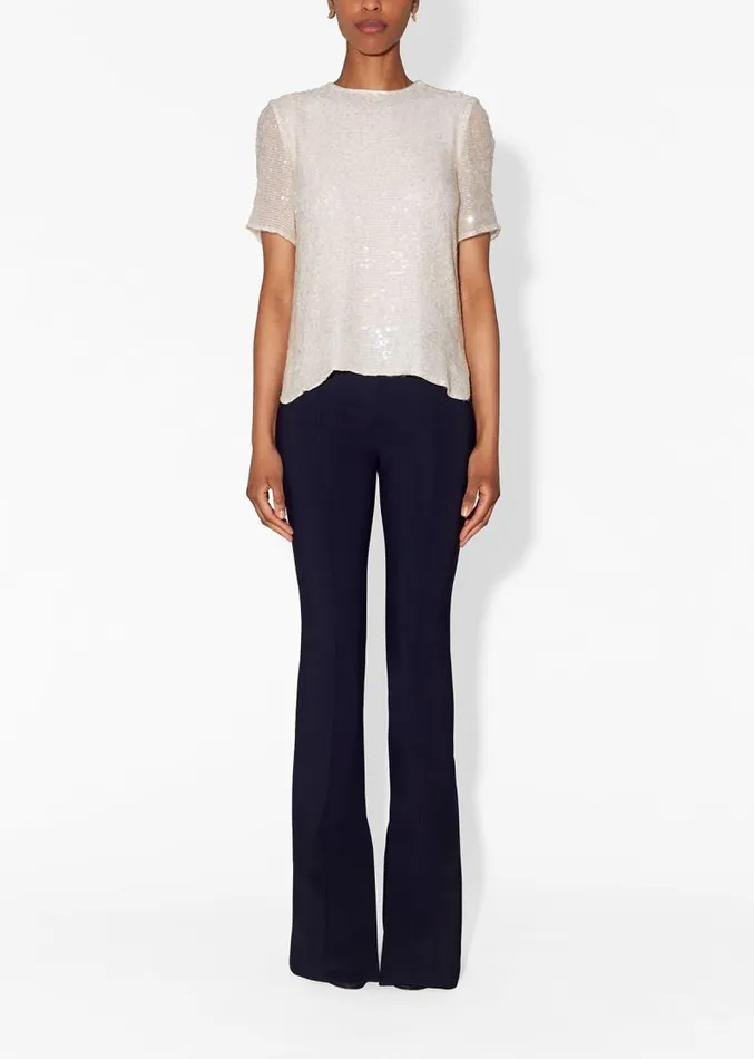 Adam Lippes Tops Cross Back TShirt In Embroidered Sequin Ivory 8211 Women