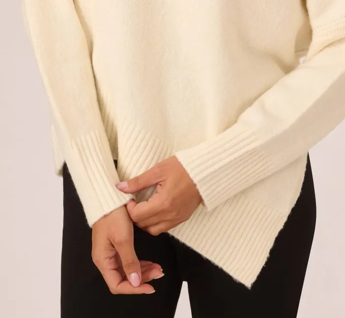Adrianna Papell Coord Sets Asymmetrical Slouchy Dolman Sleeve Pullover Sweater In Cream 8211 Women