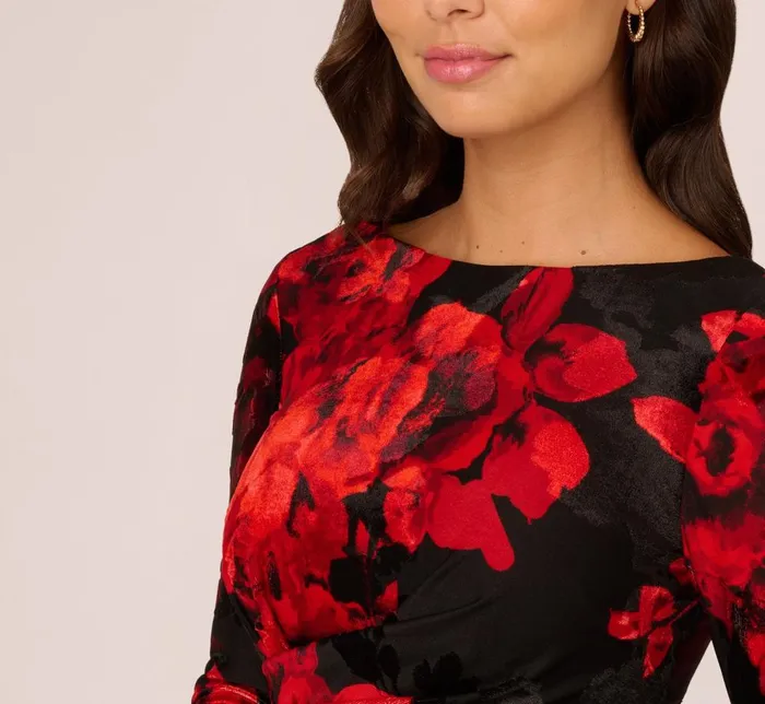 Adrianna Papell Day Dresses Burnout Velvet Sheath Dress In Black Red 8211 Women