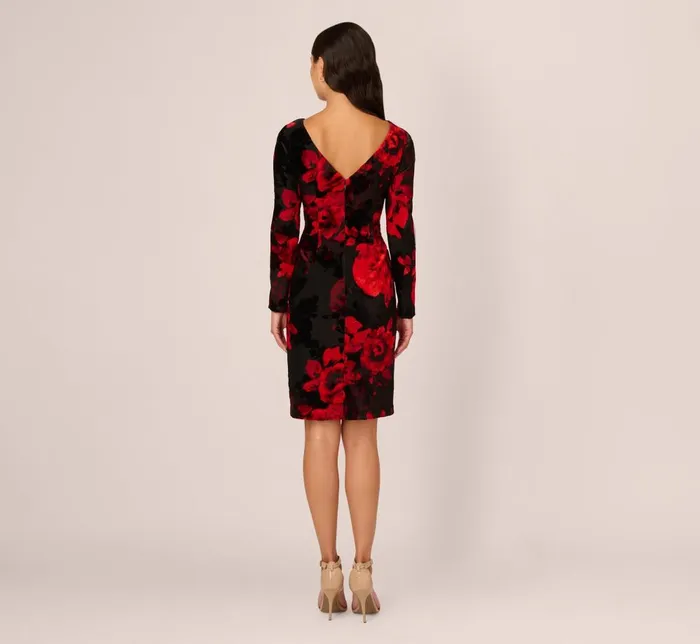 Adrianna Papell Day Dresses Burnout Velvet Sheath Dress In Black Red 8211 Women