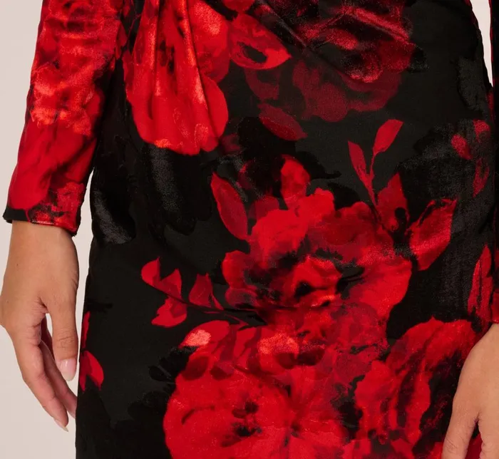 Adrianna Papell Day Dresses Burnout Velvet Sheath Dress In Black Red 8211 Women