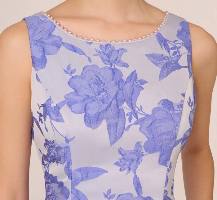 Adrianna Papell Day Dresses Floral Jacquard Fit And Flare Dress With Midi Skirt In Peri Cruise 8211 Women