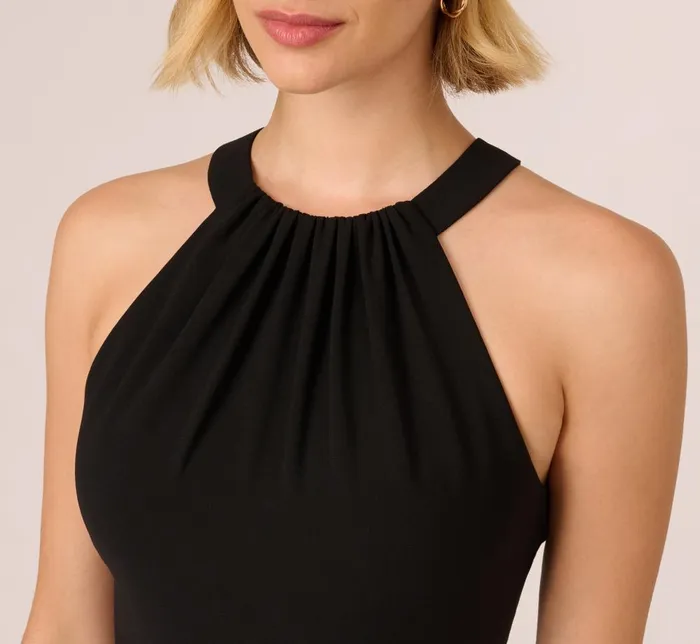 Adrianna Papell Day Dresses Halter Crepe Overlay Jumpsuit In Black Ivory 8211 Women