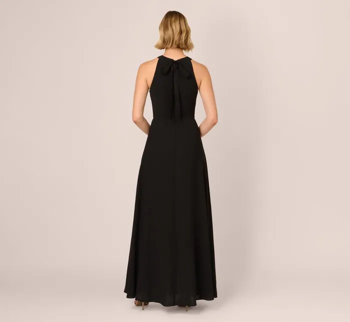 Adrianna Papell Day Dresses Halter Crepe Overlay Jumpsuit In Black Ivory 8211 Women