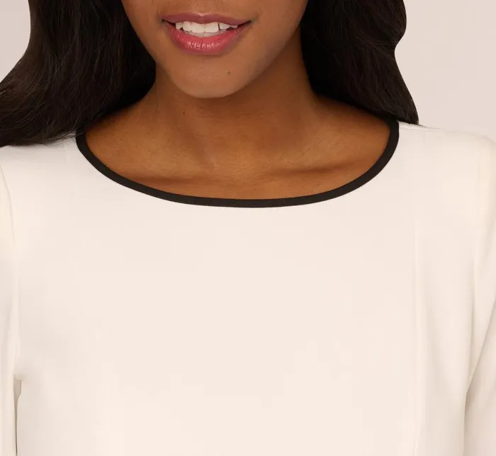 Adrianna Papell Day Dresses Knit Crepe Tie Dress In Ivory Black 8211 Women