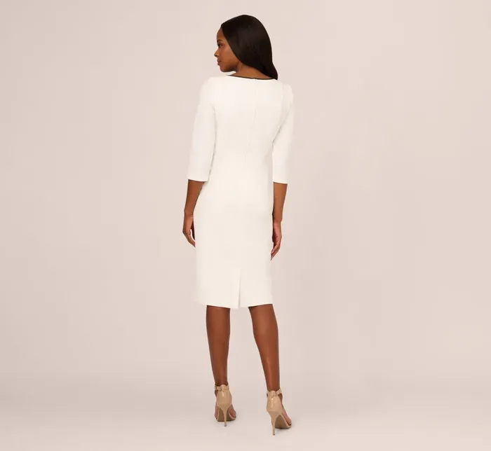 Adrianna Papell Day Dresses Knit Crepe Tie Dress In Ivory Black 8211 Women