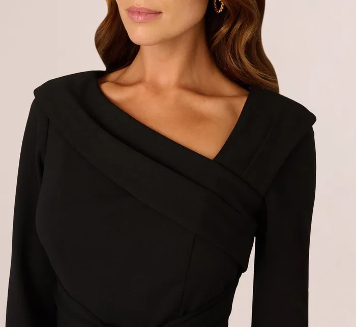 Adrianna Papell Day Dresses Knit Crepe Tie Front Sheath Dress In Black 8211 Women