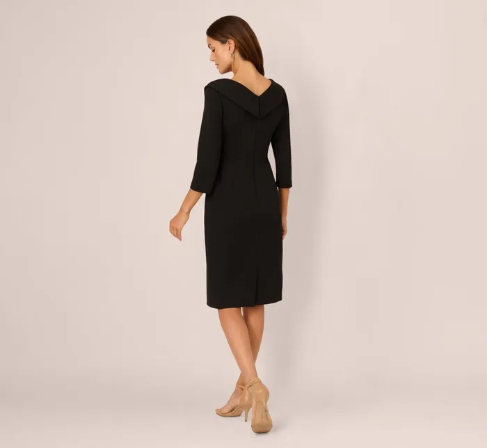 Adrianna Papell Day Dresses Knit Crepe Tie Front Sheath Dress In Black 8211 Women