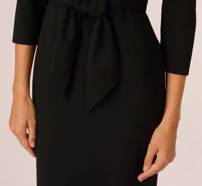 Adrianna Papell Day Dresses Knit Crepe Tie Front Sheath Dress In Black 8211 Women
