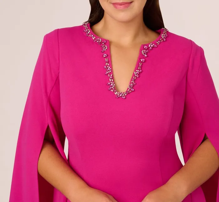 Adrianna Papell Day Dresses Plus Size Knit Crepe Jewel Short Dress In Berry Rose 8211 Women