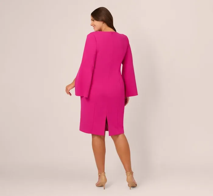 Adrianna Papell Day Dresses Plus Size Knit Crepe Jewel Short Dress In Berry Rose 8211 Women