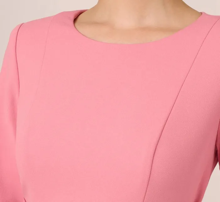 Adrianna Papell Day Dresses Three Quarter Sleeve Colorblock Dress With Tie Front In Pink Red 8211 Women