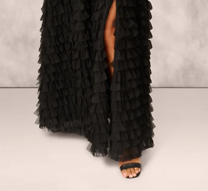 Adrianna Papell Formal Dresses Combo Fabric Drop Waist Ballgown In Black 8211 Women