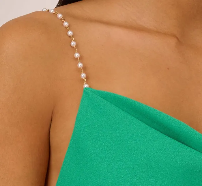 Adrianna Papell Formal Dresses Cowl Neck Crepe Column Gown With Pearl Straps In Summer Green 8211 Women