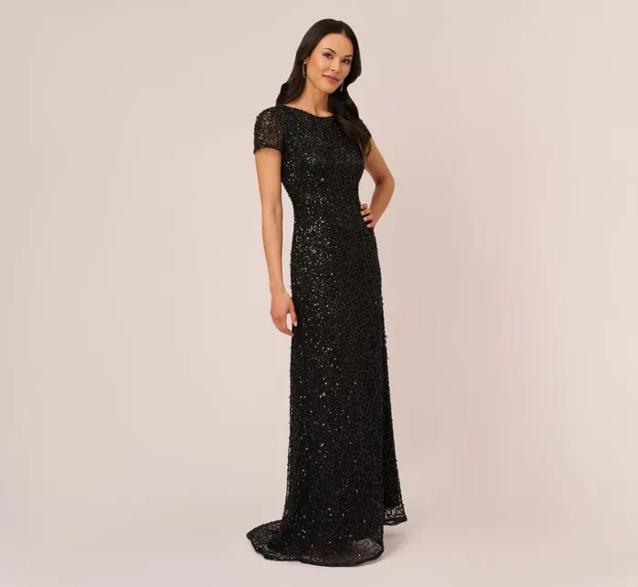 Adrianna Papell Formal Dresses Scoop Back Sequin Gown In Black 8211 Women