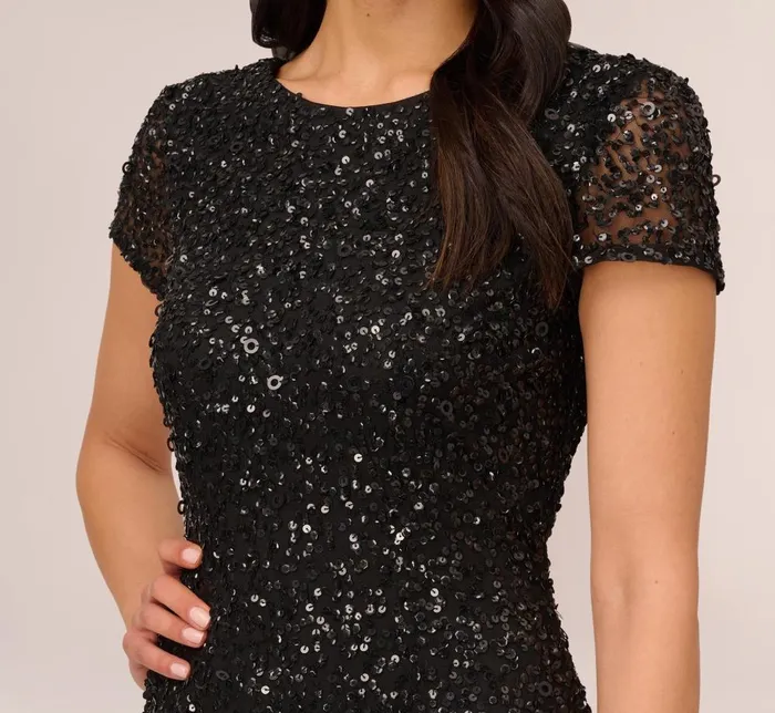 Adrianna Papell Formal Dresses Scoop Back Sequin Gown In Black 8211 Women