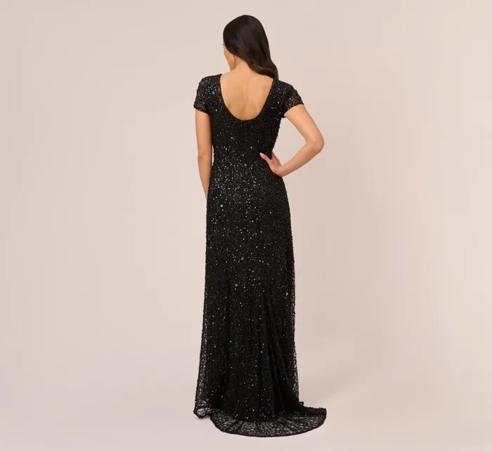 Adrianna Papell Formal Dresses Scoop Back Sequin Gown In Black 8211 Women