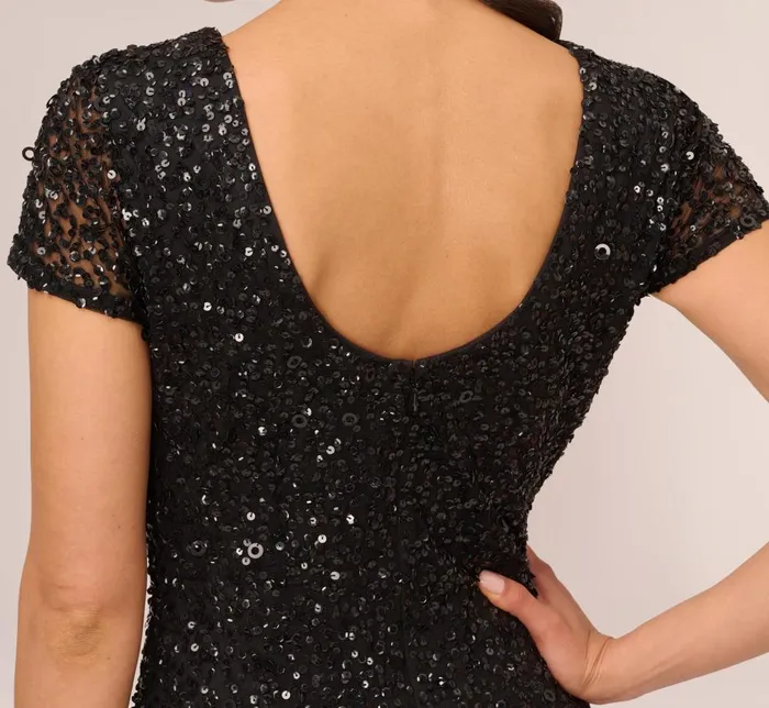 Adrianna Papell Formal Dresses Scoop Back Sequin Gown In Black 8211 Women