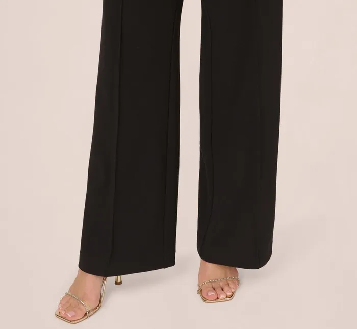 Adrianna Papell Jumpsuits Knit Crepe Tuxedo Jumpsuit With Halter Neckline In Black 8211 Women