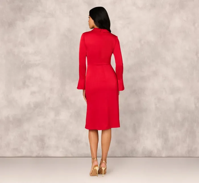 Adrianna Papell Wedding Guest Dresses Crepe Back Satin Midi Dress In Red 8211 Women