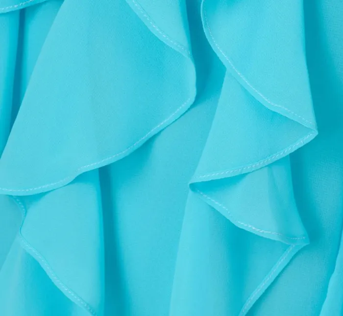 Adrianna Papell Wedding Guest Dresses Ruffle Chiffon Halter Dress With Pockets In Azure Blue 8211 Women
