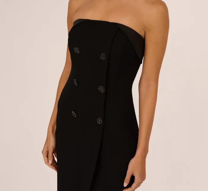 Adrianna Papell Wedding Guest Dresses Strapless Knit Crepe Blazer Midi Dress In Black 8211 Women