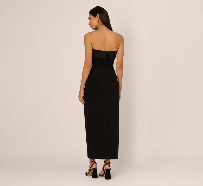 Adrianna Papell Wedding Guest Dresses Strapless Knit Crepe Blazer Midi Dress In Black 8211 Women