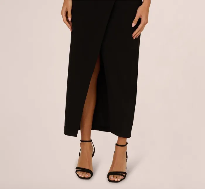 Adrianna Papell Wedding Guest Dresses Strapless Knit Crepe Blazer Midi Dress In Black 8211 Women