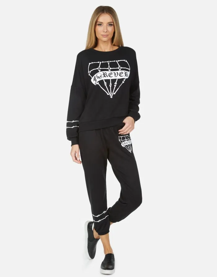 Alana Bone Diamond Black Women039s Lauren Moshi Crop Sweatpants