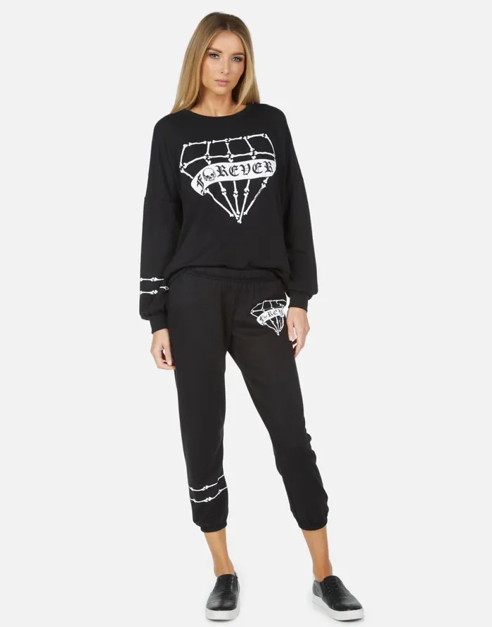 Alana Bone Diamond Black Women039s Lauren Moshi Crop Sweatpants